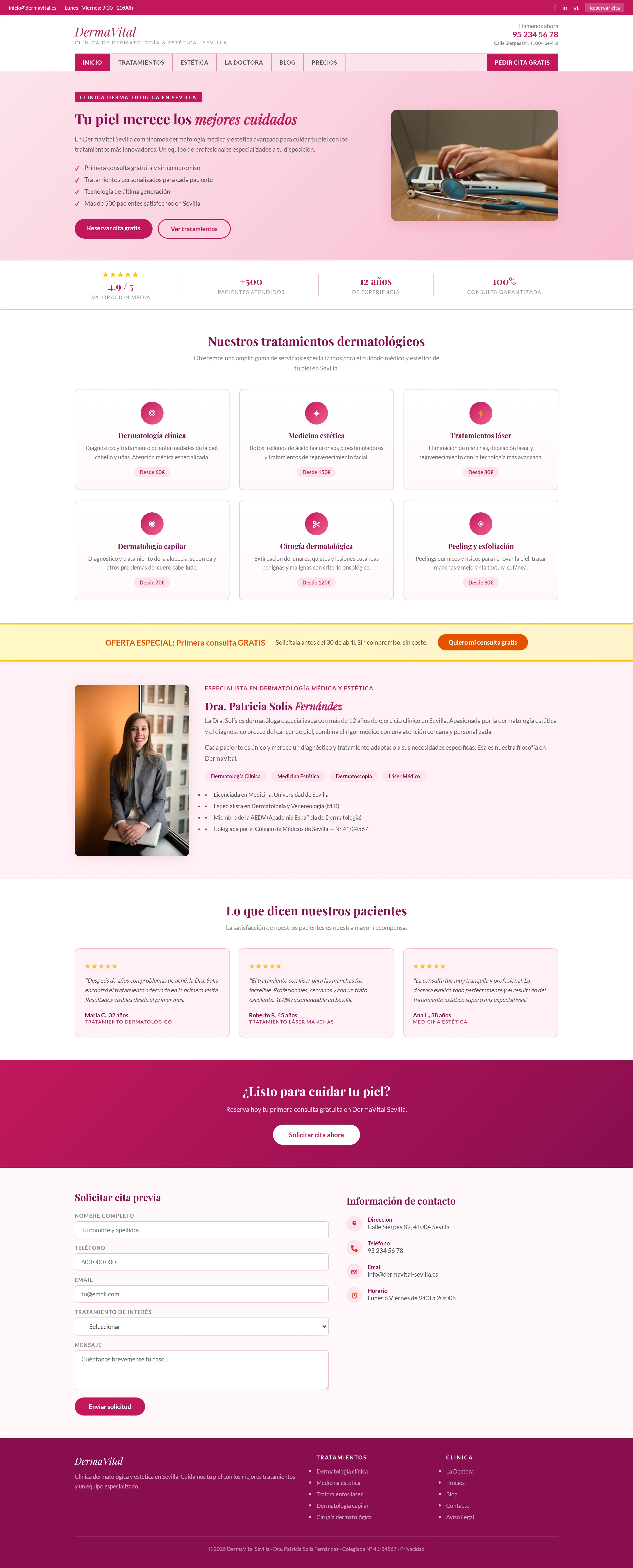 Landing page antes — Centro Dermoestético