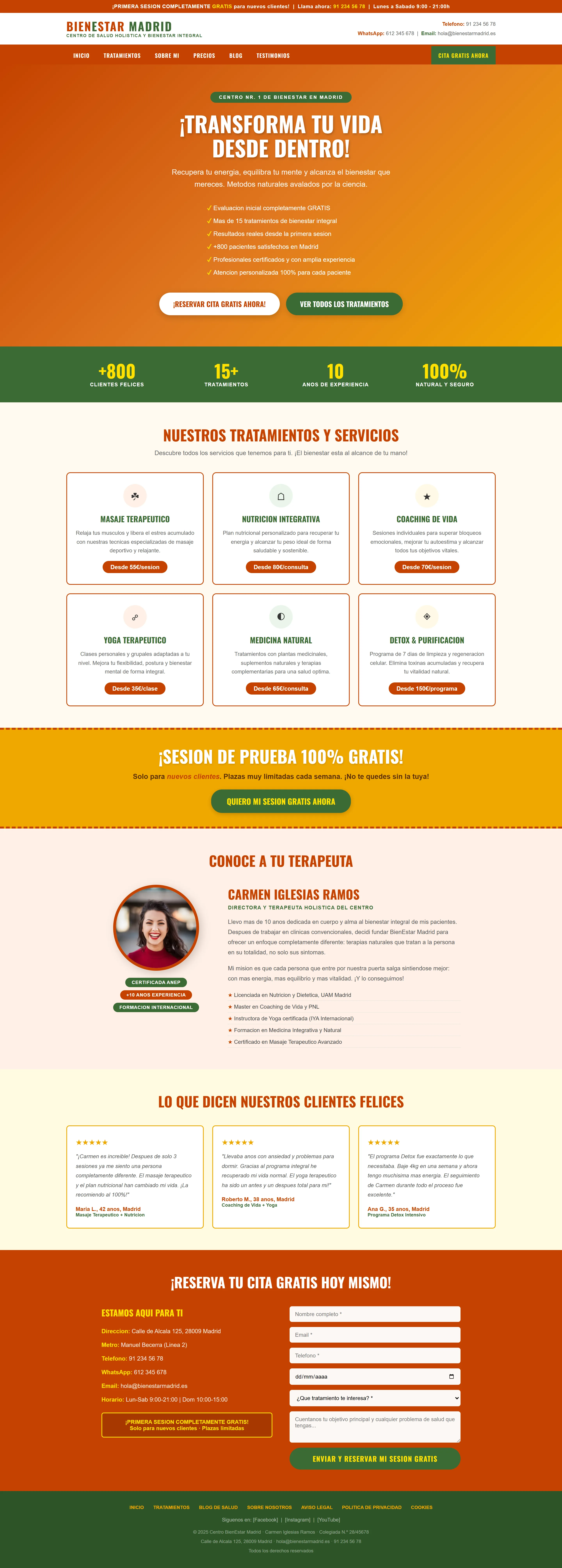 Landing page antes — Consulta Nutricional